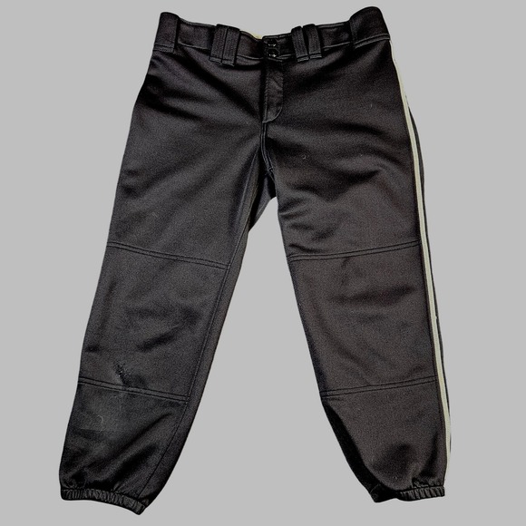 Mizuno Performance Womens Softball Pants Black White Stripe Belted Padded Size M - Picture 1 of 10
